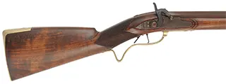 Jaeger Halfstock Rifle
.54 caliber, 31-1/2" octagon barrel,
Siler percussion lock, walnut, brass trim,
used, marked N. Kerry Jaeger Halfstock Rifle
.54 caliber, 31-1/2" octagon barrel,
Siler percussion lock, walnut, brass trim,
used, marked N. Kerry